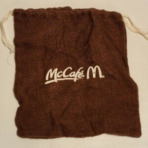 RARE McDonald's McCafe Burlap Coffee Sack Draw String Bag Top